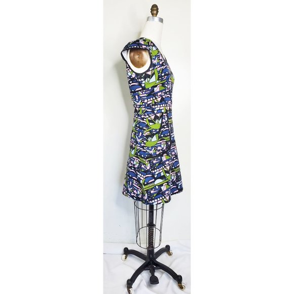 NOOWORKS Womens Skyway Print Cotton Stretch Dress M - Picture 10 of 13